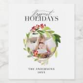 最も幸せな休日の写真クリスマスファミリー ワインラベル (シングルラベル)