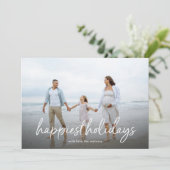 最も幸せな休日の手の書写真のクリスマス シーズンカード (スタンド正面)