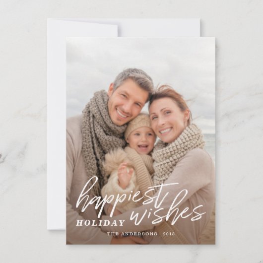 最も幸せな休日の願い手書きの台本写真 シーズンカード (正面)