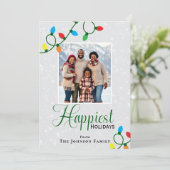 最も幸せな休日クリスマスライトファミリーフォト シーズンカード (スタンド正面)