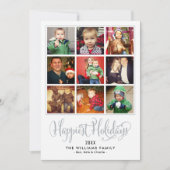 最も幸せな休日グレーのスクリプトフォトコラージュ シーズンカード (正面)