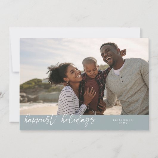最も幸せな休日スクリプトストーンクリスマスフォト シーズンカード (正面)