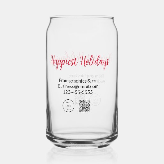 最も幸せな休日ビジネスのロゴ名を追加q rコード ガラス缶 (裏面)