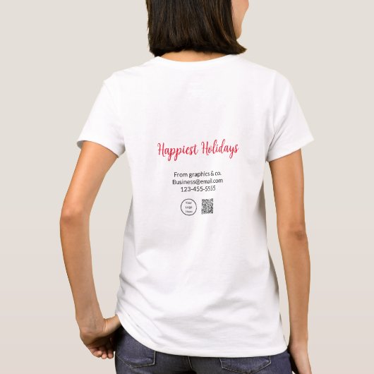 最も幸せな休日ビジネスのロゴ名を追加q rコード tシャツ (裏面)