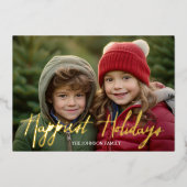 最も幸せな休日フルフォトスクリプト – Plaidアクセント 箔シーズンカード (正面)