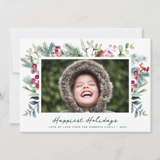 最も幸せな休日フレーム写真クリスマスカード シーズンカード (正面)