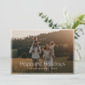 最も幸せな休日ミニマル家族の写真クリスマス シーズンカード (スタンド正面)