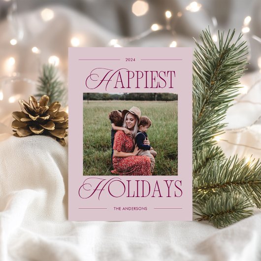 最も幸せな休日モダンのワインフォト シーズンカード