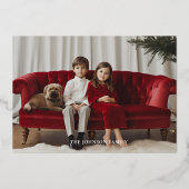 最も幸せな休日モダンフルフォトスクリプトタイプ 箔シーズンカード (正面)