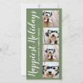 最も幸せな休日4フォトコラージクリスマスグリーン シーズンカード (正面)