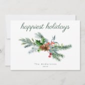 最も幸せな休日 |オーバルモダンボタニカルホリー シーズンカード (正面)