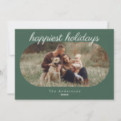 最も幸せな休日 |オーバルモダンボタニカルホリー シーズンカード (裏面)