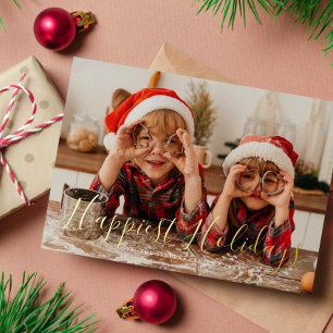 「最も幸せな休日」カスタム写真クリスマス 箔シーズンカード
