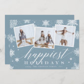 最も幸せな休日 |スノーフレーク3フォトコラージュ シーズンカード (正面/裏面)