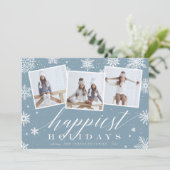最も幸せな休日 |スノーフレーク3フォトコラージュ シーズンカード (スタンド正面)