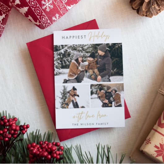 最も幸せな休日 | ミニマルゴールド3枚の写真 シーズンカード