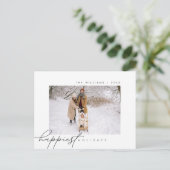 最も幸せな休日、メリークリスマス、家族写真 ポストカード (スタンド正面)