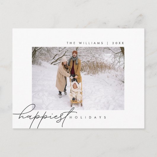 最も幸せな休日、メリークリスマス、家族写真 ポストカード (正面)