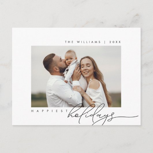 最も幸せな休日、メリークリスマス、家族写真 ポストカード (正面)