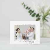 最も幸せな休日、メリークリスマス、家族写真 ポストカード (スタンド正面)