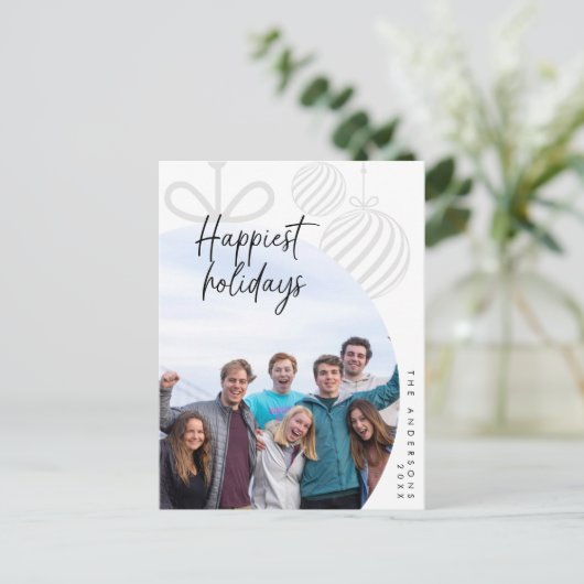 最も幸せな休日，家族写真，季節の挨拶 ポストカード (スタンド正面)