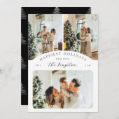 最も幸せな休日 |黒エレガントい3枚のフォトコラージュ シーズンカード (正面/裏面)