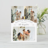 最も幸せな休日 |黒エレガントい3枚のフォトコラージュ シーズンカード (スタンド正面)