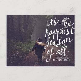 最も幸せな季節のタイポグラフィーハolidayフォト シーズンポストカード