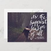 最も幸せな季節のタイポグラフィーハolidayフォト シーズンポストカード (正面/裏面)