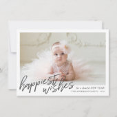 最も幸せな新年の願い手書きの額入り写真 シーズンカード (正面)