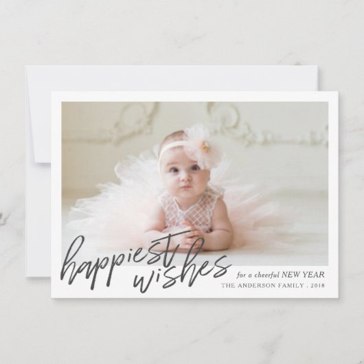 最も幸せな新年の願い手書きの額入り写真 シーズンカード (正面)