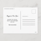 最も幸せな新年モダンの写数々の真新年 シーズンポストカード (裏面)