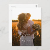 最も幸せな日の優雅な書道の結婚写真 ポストカード (正面/裏面)