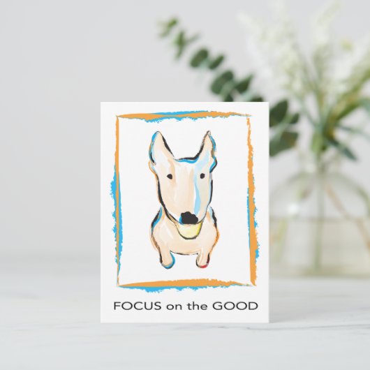 最も幸せな犬は史上最高のイギリスのブルテリア ポストカード (スタンド正面)