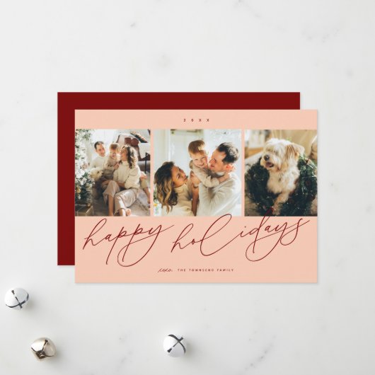 最も幸エレガントせな休日3家族写真 シーズンカード (正面/裏面インサイチュ)