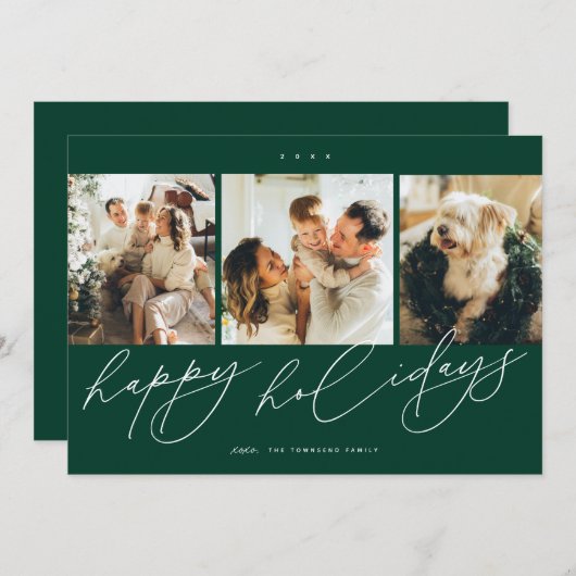 最も幸エレガントせな休日3家族写真 シーズンカード (正面/裏面)