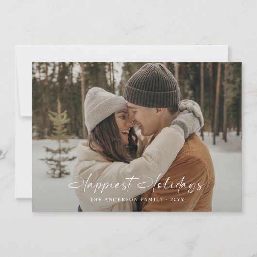 最も幸モダンせな休日のスクリプト写真クリスマス シーズンカード (正面)