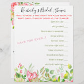 最も広い質問ゲームフローラ赤ちゃんシャワー活動 (正面/裏面)