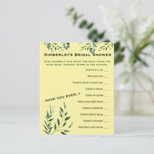 最も広い質問ゲームブライダルシャワー活動 (スタンド正面)