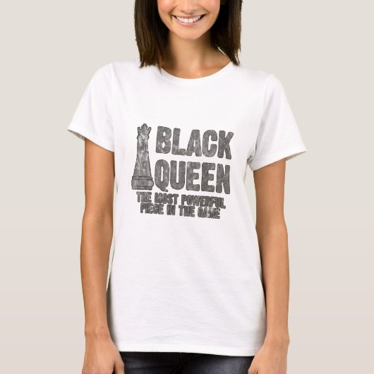 最も強力な駒 ブラッククイーン チェス Tシャツ (正面)