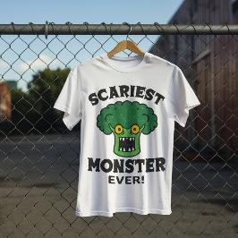 最も怖いブロッコリーモンスターの面白いハロウィンデザイン Tシャツ