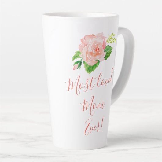 最も愛されたママエバーかわいらしバラ カフェラテマグ (右アングル)