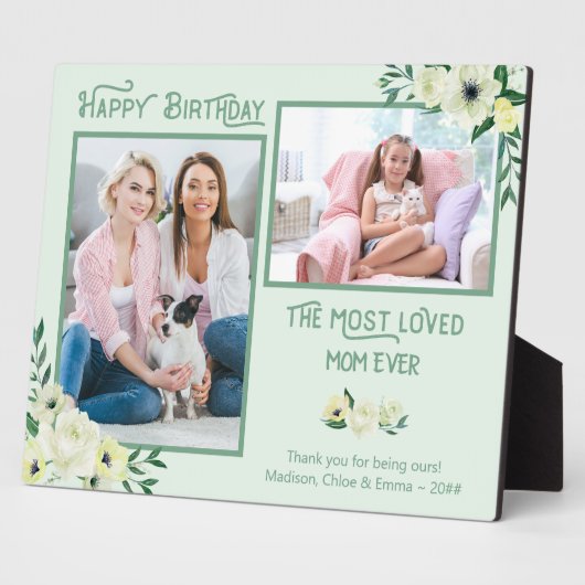 最も愛されたママ – アイボリーフローラフレーム2写真 フォトプラーク (側面)