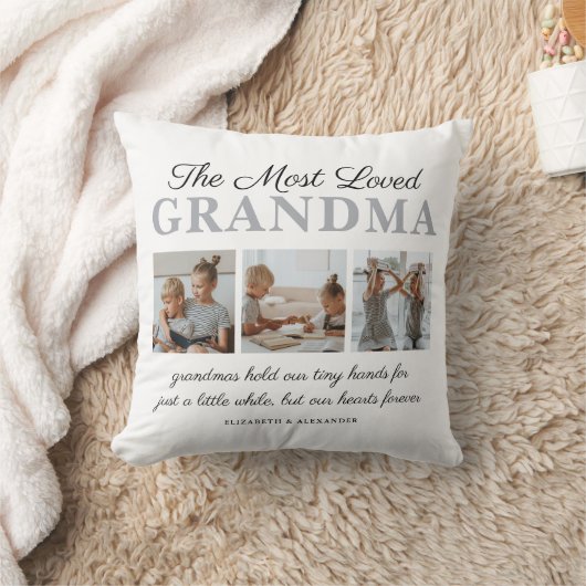最も愛されるおばあちゃんの家族の写真 クッション (ブランケット)