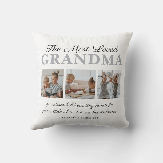 最も愛されるおばあちゃんの家族の写真 クッション (裏面)