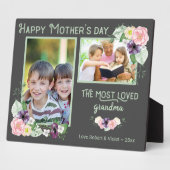 最も愛されるおばあちゃん – フローラグレー&グリーンフォト フォトプラーク (側面)