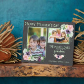 最も愛されるおばあちゃん – フローラグレー&グリーンフォト フォトプラーク (側面)