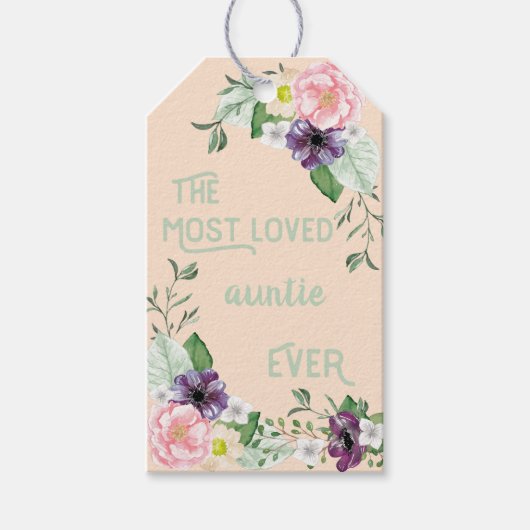 最も愛される叔母エバーフローラ野生のバラ桃 ギフトタグ (正面)