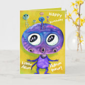 最も愛子供へする誕生日カードエイリアン カード (黄色い花)