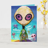 最も愛子供へする誕生日カードエイリアン カード (黄色い花)